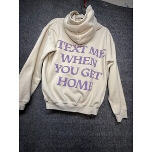 Lonely Ghost Hoodie Womens Medium White Text Me When You Get Home Quote Pullover